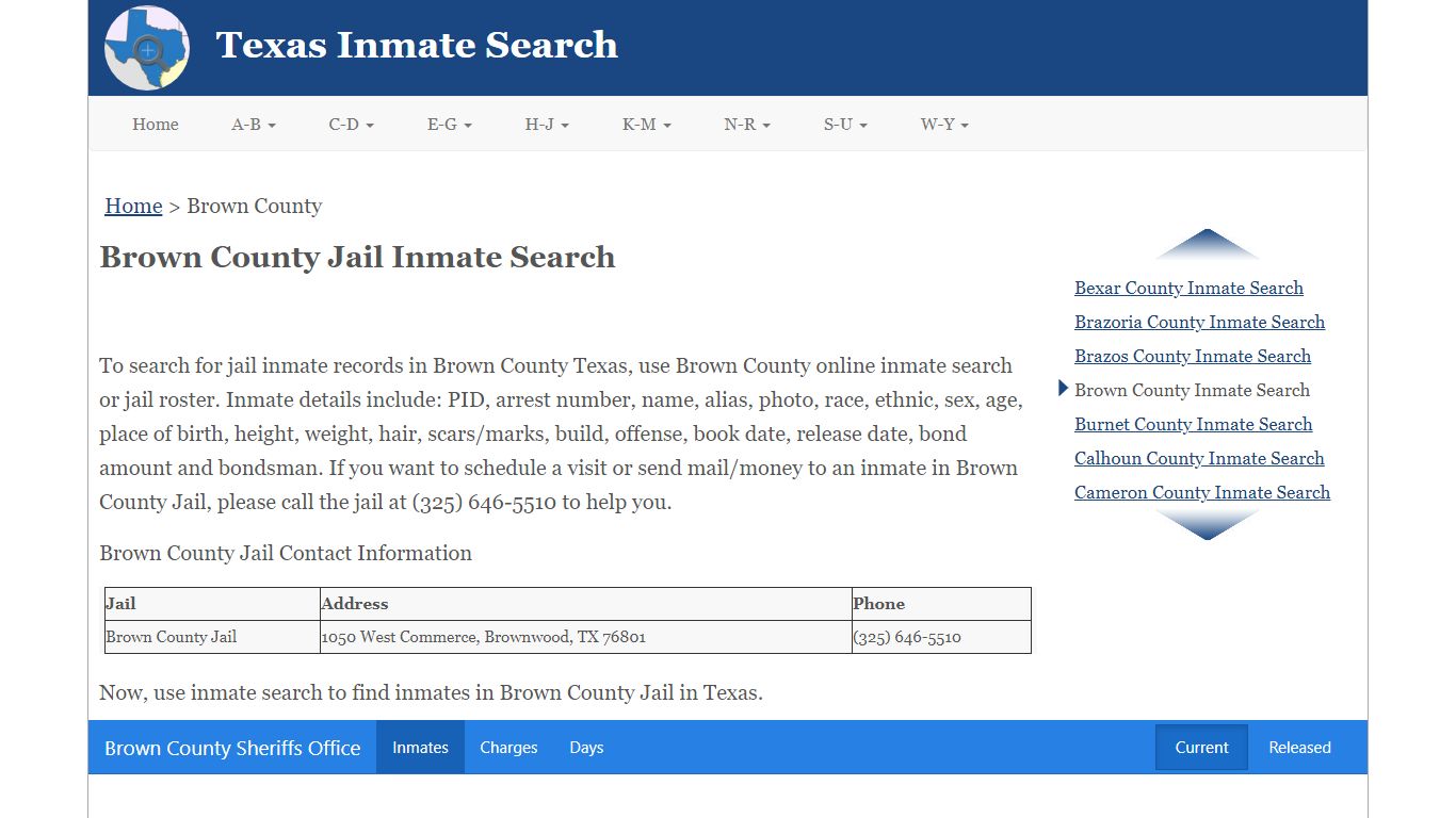 Brown County Jail Inmate Search